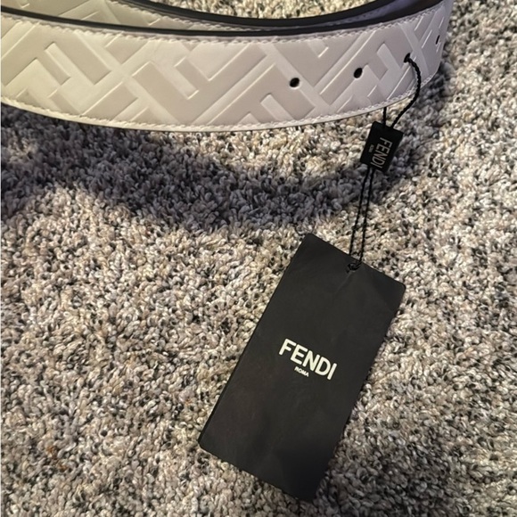 Fendi White FF Embossed Leather Belt Strap NWT | Made in Italy | 38” - Picture 2 of 12